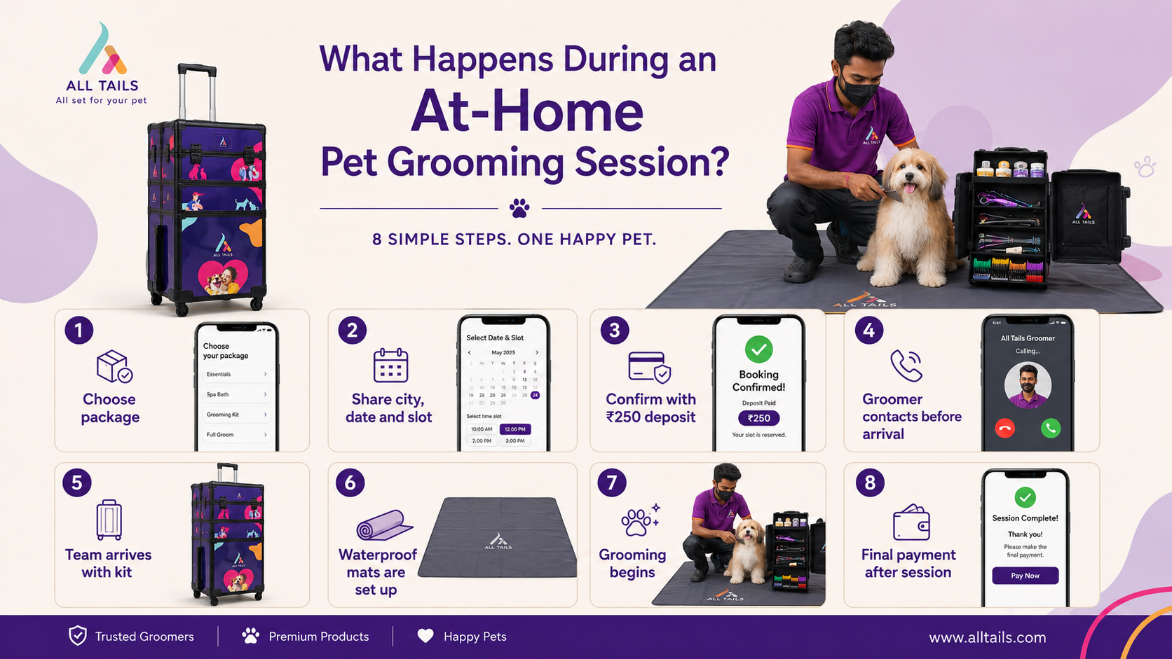 What Happens During an At-Home Pet Grooming Session?